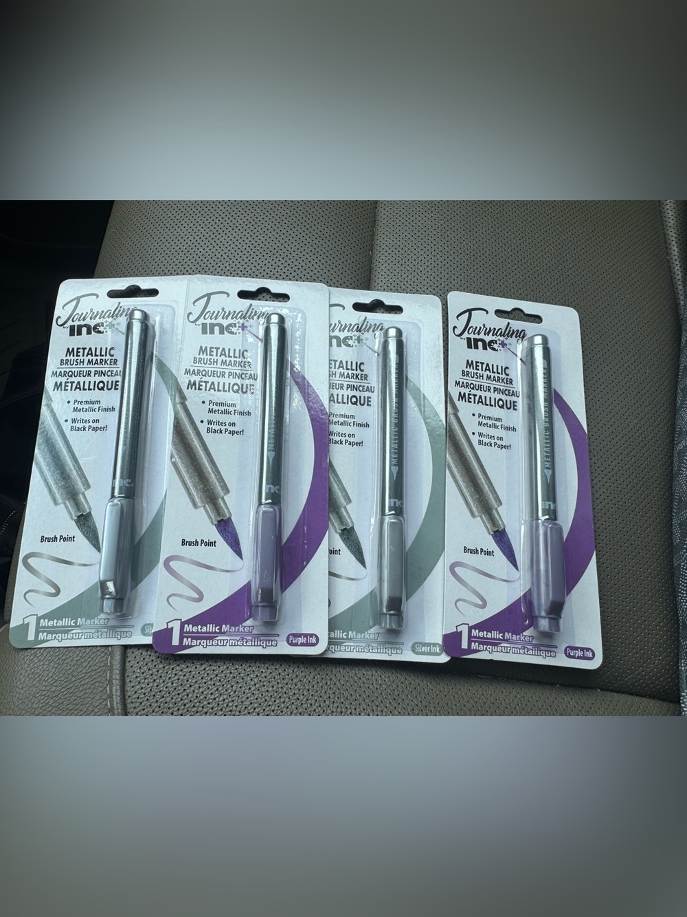 Journaling Inc Metallic Brush Markers- Purple and Silver Ink set of 4